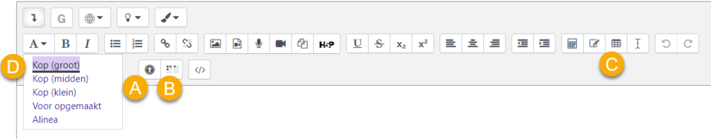Moodle Atto Werkbalk