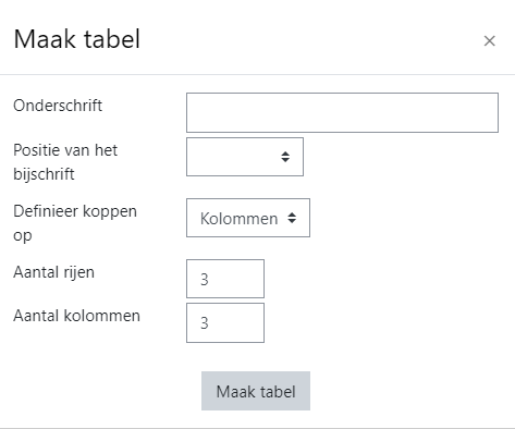 Moodle Atto editor - tabel maken