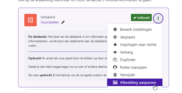 Cursusformat VSF toevoegen Activiteit afbeelding